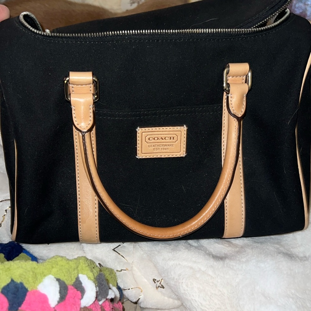 Coach Carry-On Bag black canvas with Tan Leather